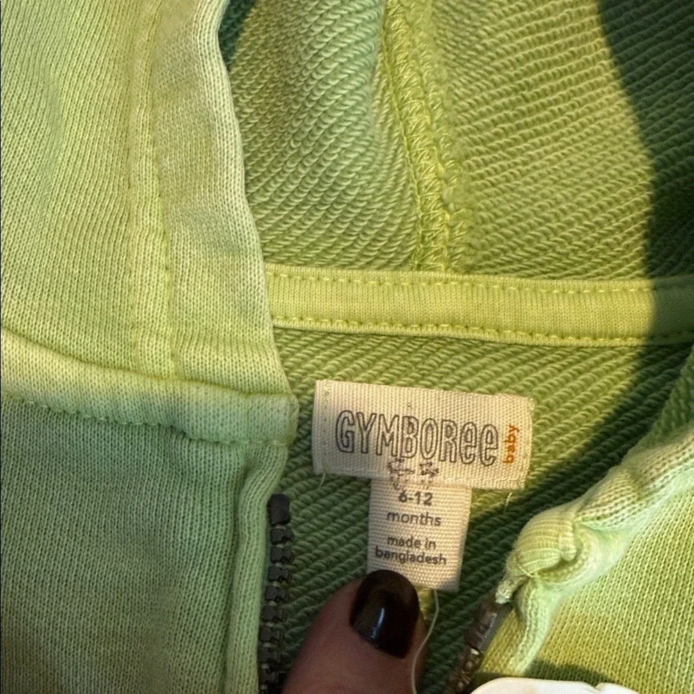 Gymboree Baby Washed Green Hooded Spring Sweat Jacket‎ SIZE 6-12 Months NWT